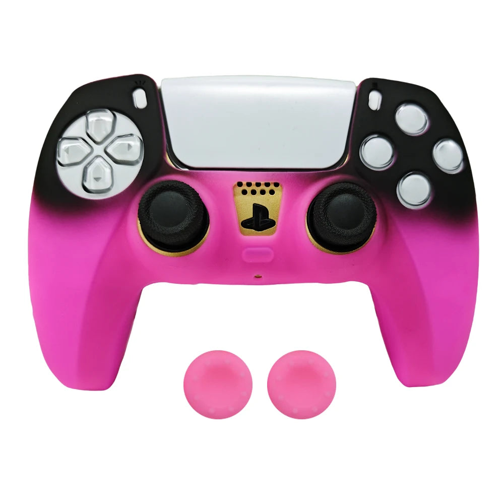 Controller Skin Shell for PS5 Controller Silicone Cover Case with Rubber Thumb Grip Gaps Touch Pad Sticker For PS5 Fit In Dock