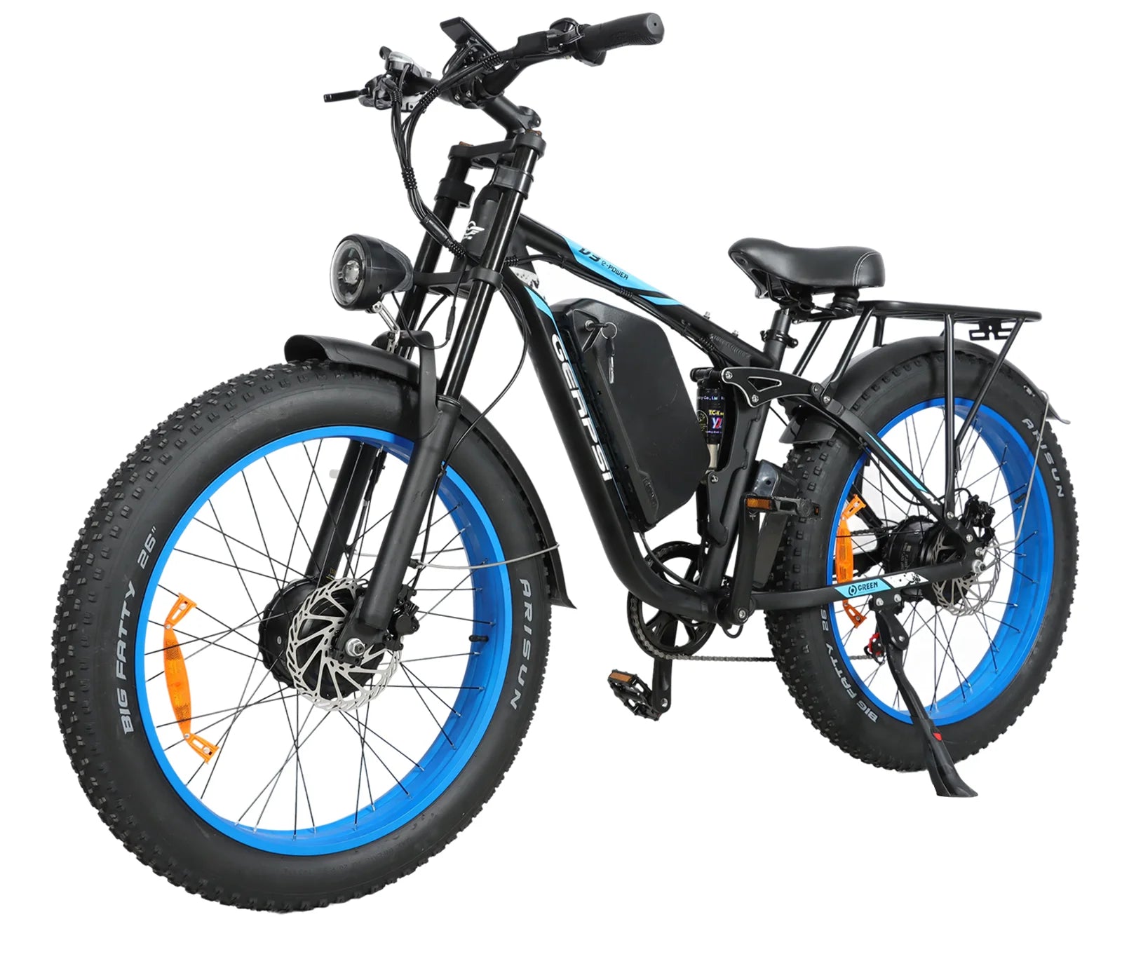 BAOLUJIE Peak 5000W 26" Electric Bike,52V 32AH Removable Battery 38MPH 7-Speed Adult EBike, Dual-Shock Absorption EBike Off-Road