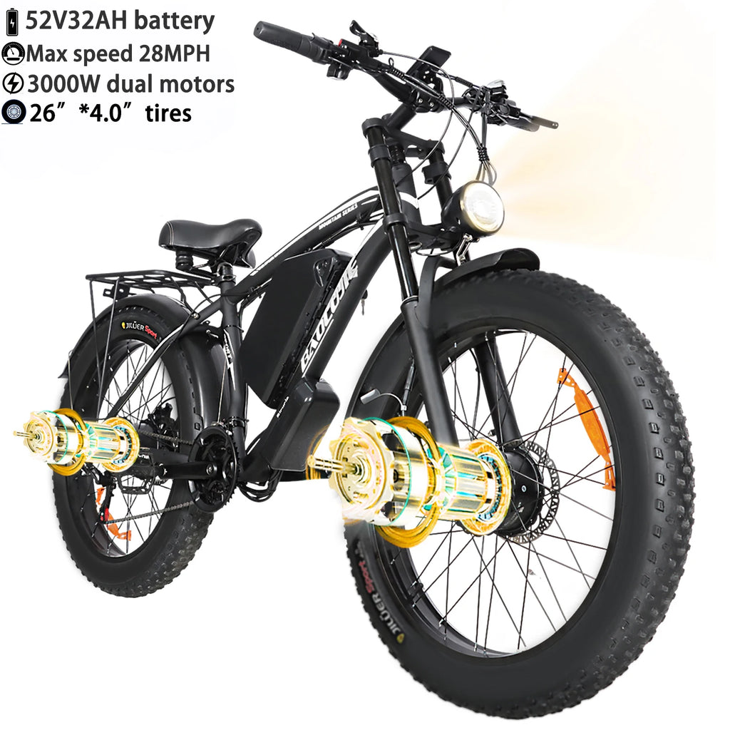 BAOLUJIE Electric Motorcycles,3000W Motor Bicycle,Max Speed 45MPH E-bike, 60V25AH Battery,20" Electric Dirt Bike ,Off Road Ebike