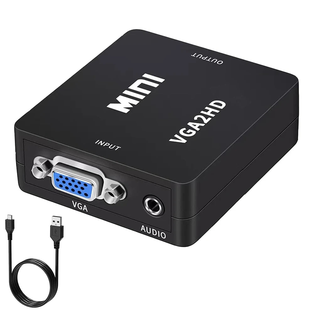 Mini VGA to HDMI-compatible Converter VGA2HDMI Video Box Audio Adapter HDTV 1080P For Notebook PC HD TV Projector TV Portable