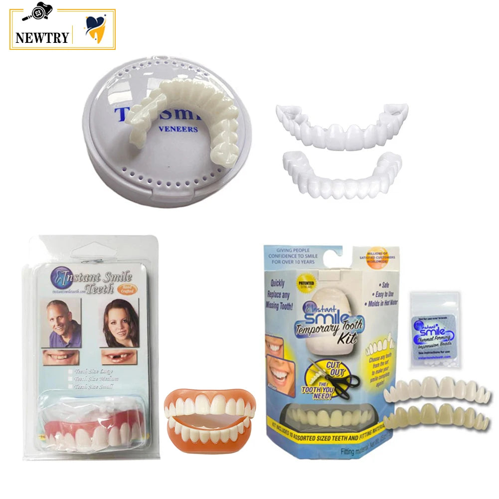 5Pcs Upper Lower Fake Tooth Veneers Temporary Denture Brace Snap False Teeth Whitening Restoration Repair Filling Materials Kits