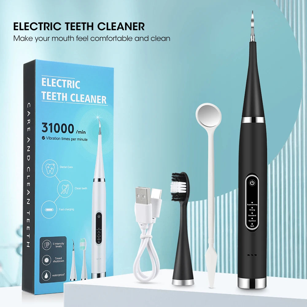 Portable Electric Sonic Dental Scaler Tooth Cleaner Calculus Stains Tartar Remover Dentist Teeth Whitening Oral Care Kit Tools