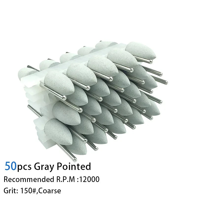 50pcs/bag Dental Polisher Accessories Kit 2.35mm Silicone Rubber Polishers Burs Teeth Whitening Dental Supplies 12Types Optional