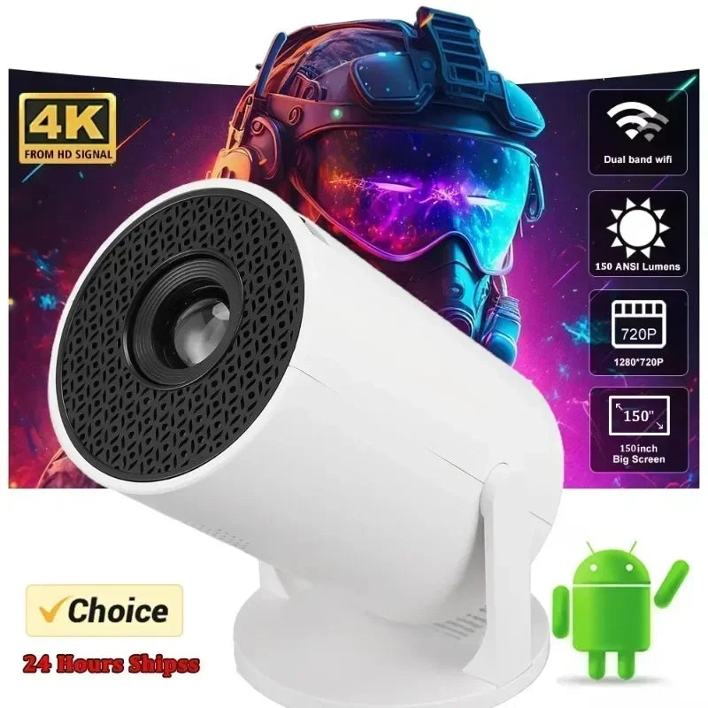 2026 New Hot Sale HY200 Portable Projector 4K Ultra HD 300ANSI Android 11 BT54 Electronic Focus Built in Speaker Home Theater