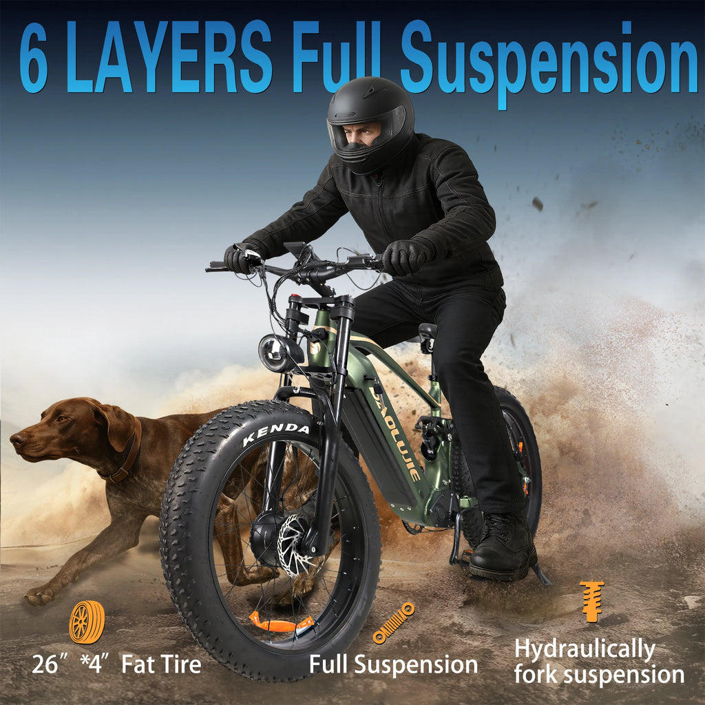 Electric Bike Adult 26" Fat Tire 5000W Peak Dual Motor Electric Bicycle 35MPH 52V 23AH Battery Dual Disc Brake Mountain E Bike