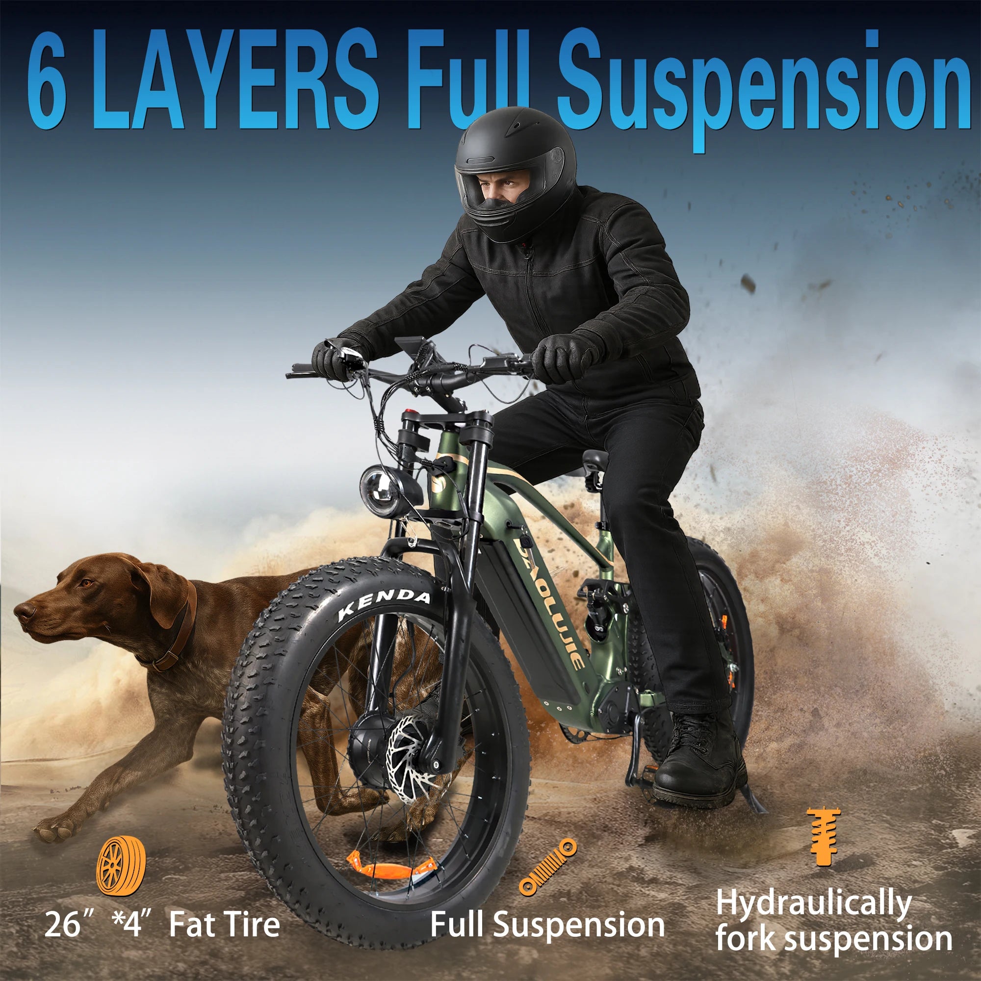 Electric Bike Adult 26" Fat Tire 5000W Peak Dual Motor Electric Bicycle 35MPH 52V 23AH Battery Dual Disc Brake Mountain E Bike
