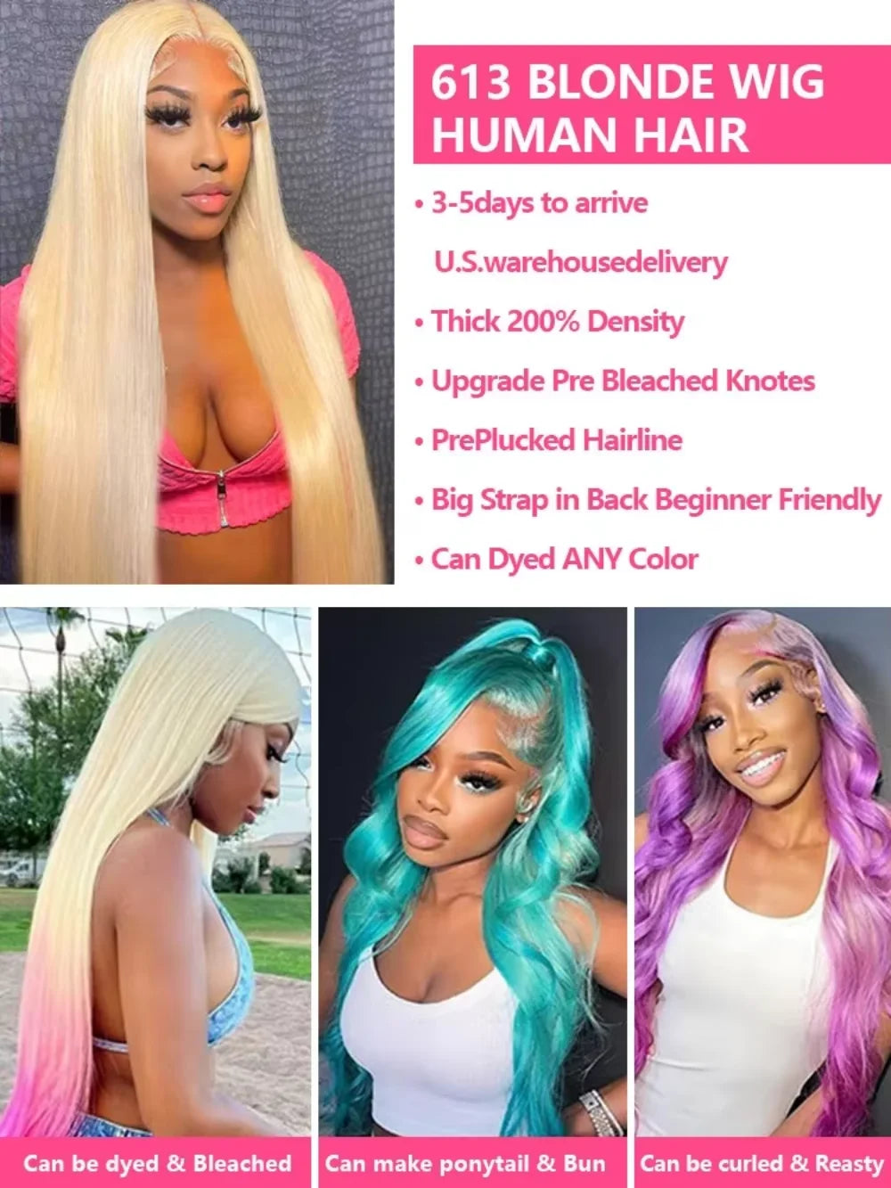46 Inches Long Straight Honey Blonde Colored Remy Human Hair 13x4 HD Lace Full Frontal 613 Hair Wigs 13x6 Lace Full Front Wigs