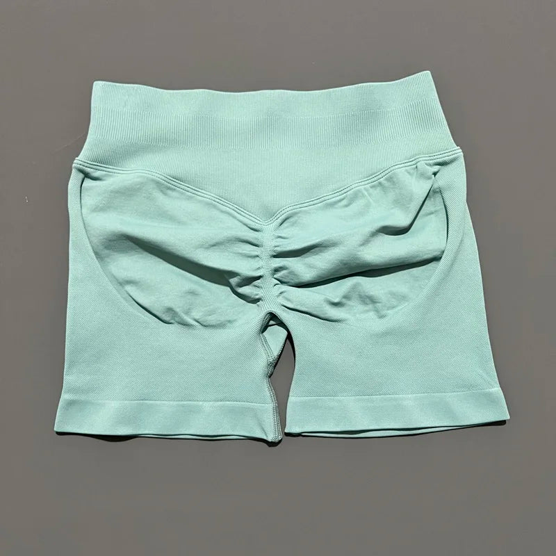 HISTELLO Sports Shorts 4.5" Women Yoga Shorts Seamless Low Waist Scrunch Bum Gym Leggings Workout Stretch Fitness Sports Shorts