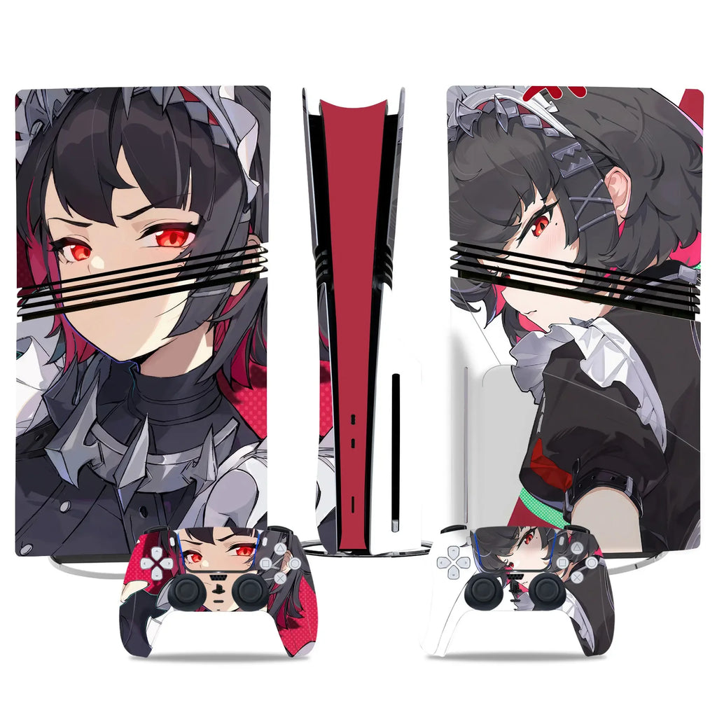 Anime girls designs for PS5 Pro Disc Skin Cover Protector Vinyl Sticker For PS5 pro disk Console and 2 Controller Skin sticker
