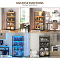 65 Glass Door Display Cabinet, 4-Tier Curio with Sensor Lighting, Living Room Bookcase Storage