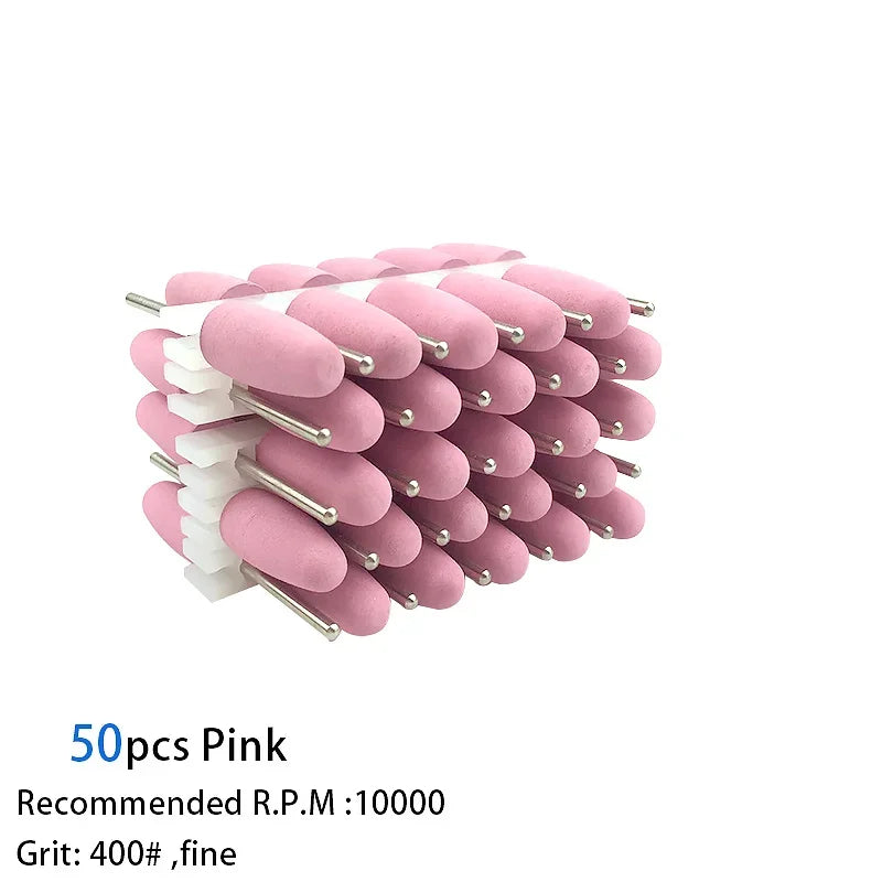 50pcs/bag Dental Polisher Accessories Kit 2.35mm Silicone Rubber Polishers Burs Teeth Whitening Dental Supplies 12Types Optional