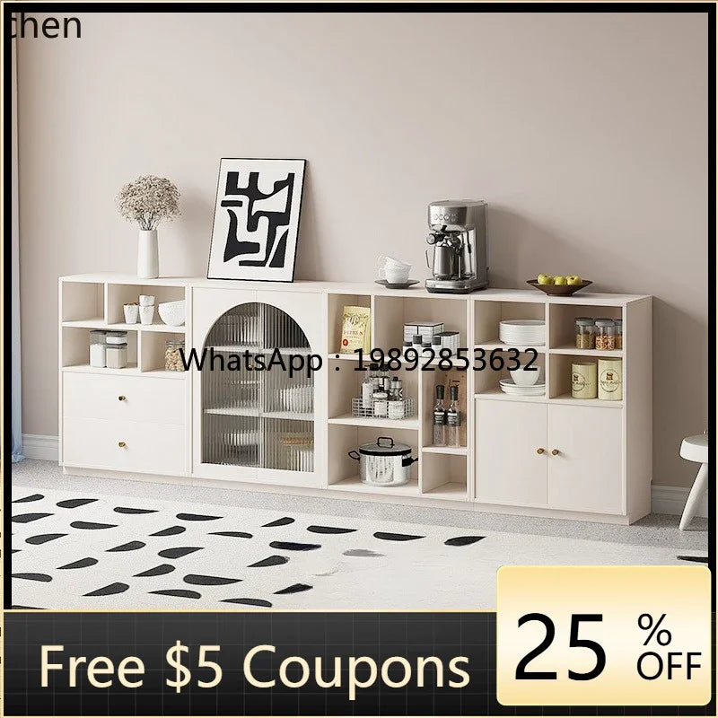 i7   Cream Wind Combination Meal Side Locker Kitchen Storage Tea Coffee Side Cabinet