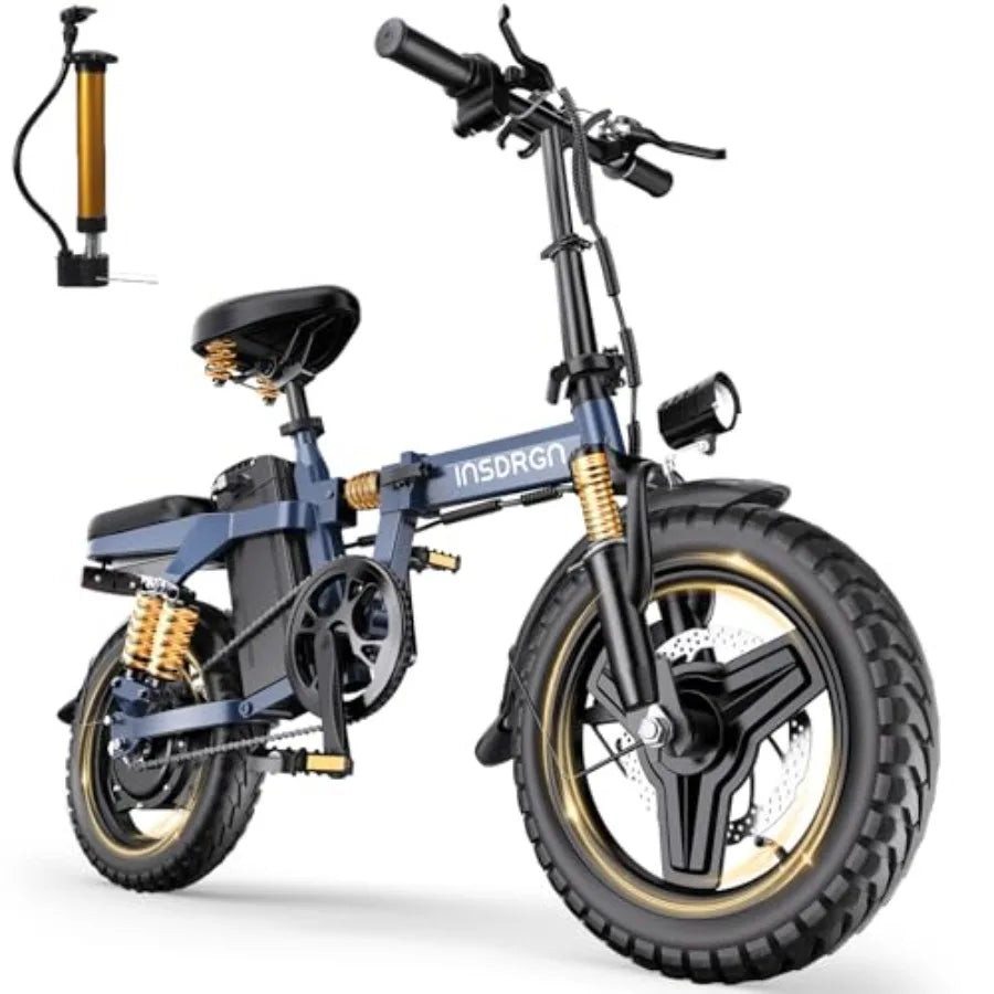 14 Folding Electric Bike for Adults with 1500W Peak Motor 20MPH Max Speed 48V 16Ah Removable Battery 35/62 Miles Max Range UL 2