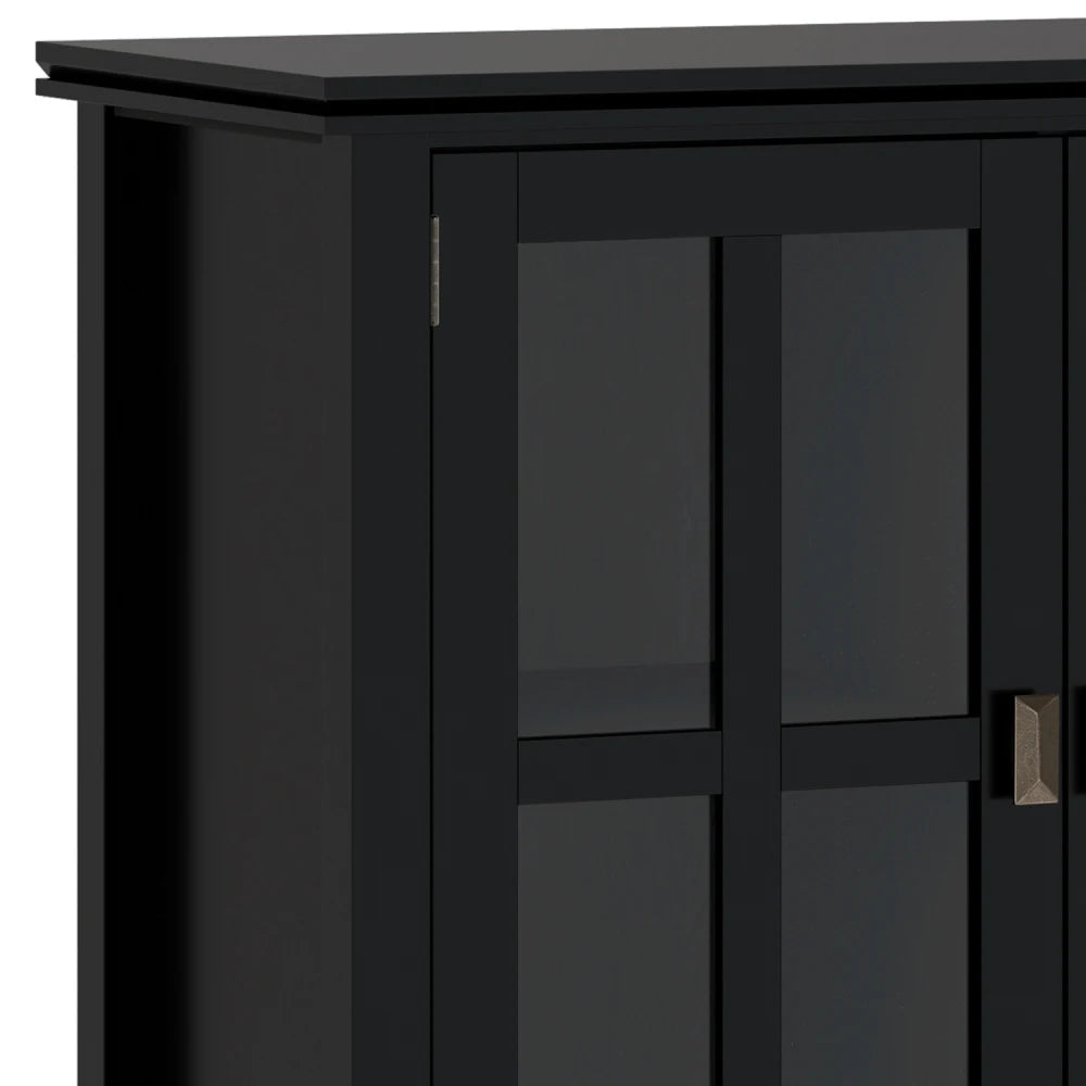 Artisan 66 inch Wide Solid Wood Wide 4 Door Storage Cabinet in Black