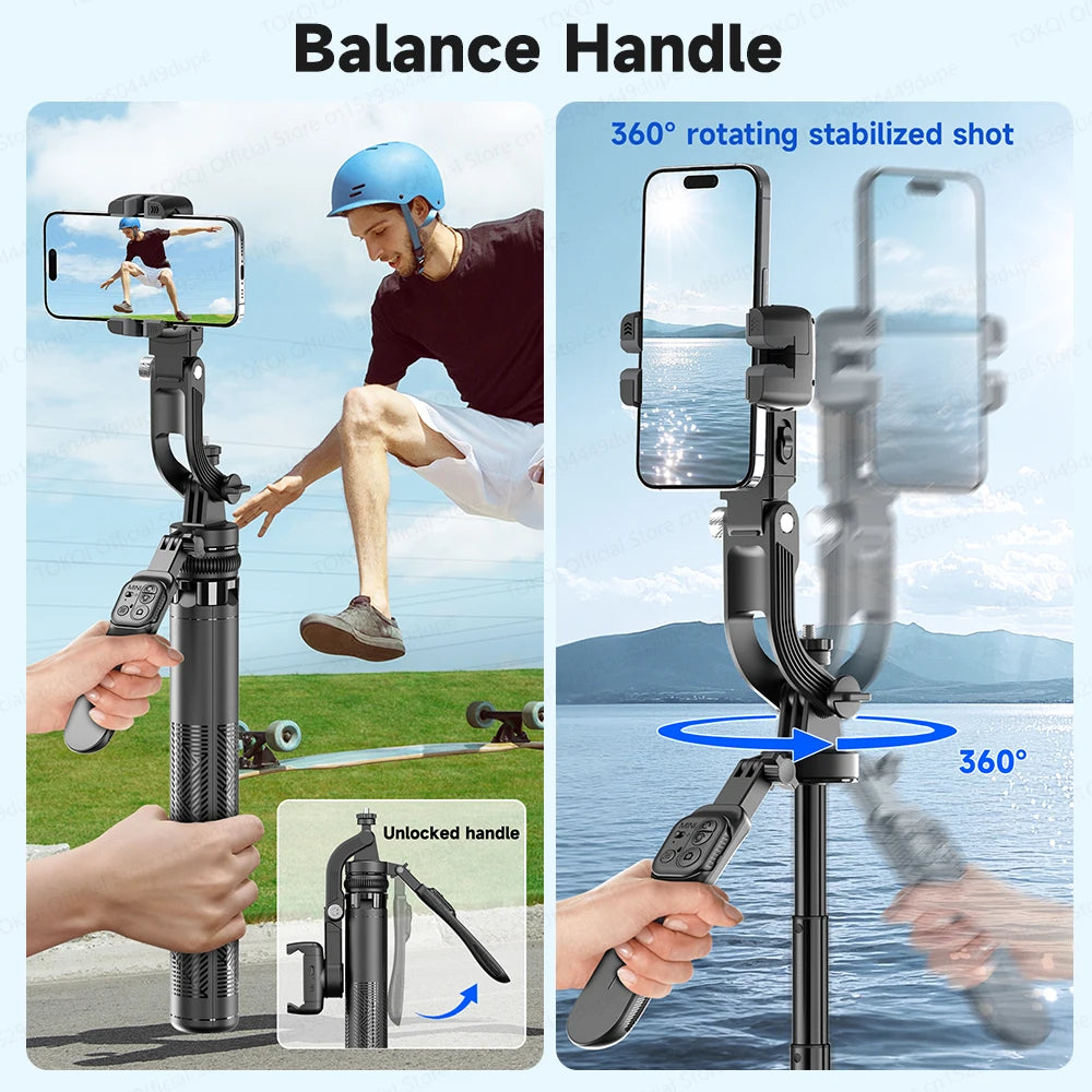 C16 Handheld Gimbal Stabilizer 360° Rotation Selfie Stick Tripod for Phone AI Tracking Quadruped for Smartphone Action Camera