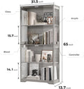 SGIAWETA-Display Cabinet with Glass Doors, 4-Tier Curio Cabinet with 3 Color Lights for Collectibles, Glass-birthday gift