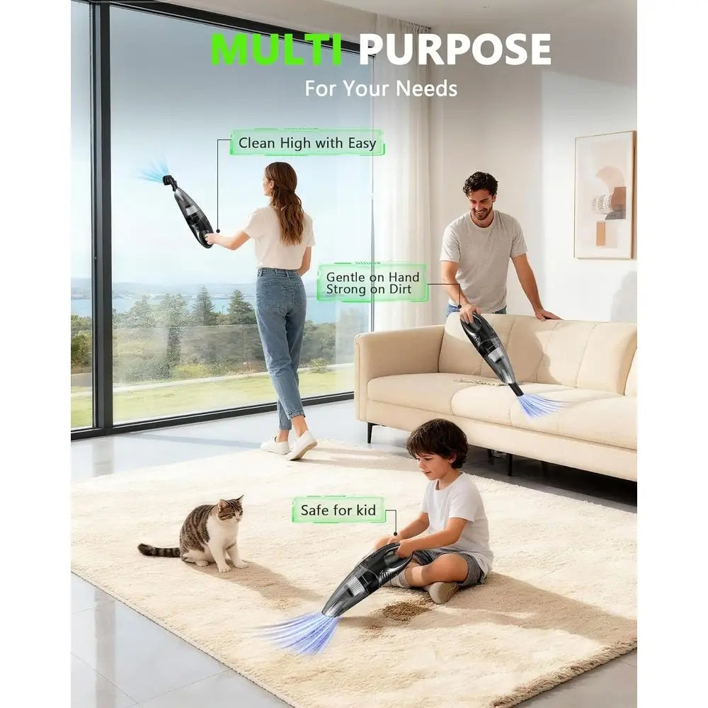 Handheld Vacuum Cordless, Rechargeable Car Vacuum Cleaner with Multiple Attachments, Portable Hand Held Vacuum Suction Power, Mi