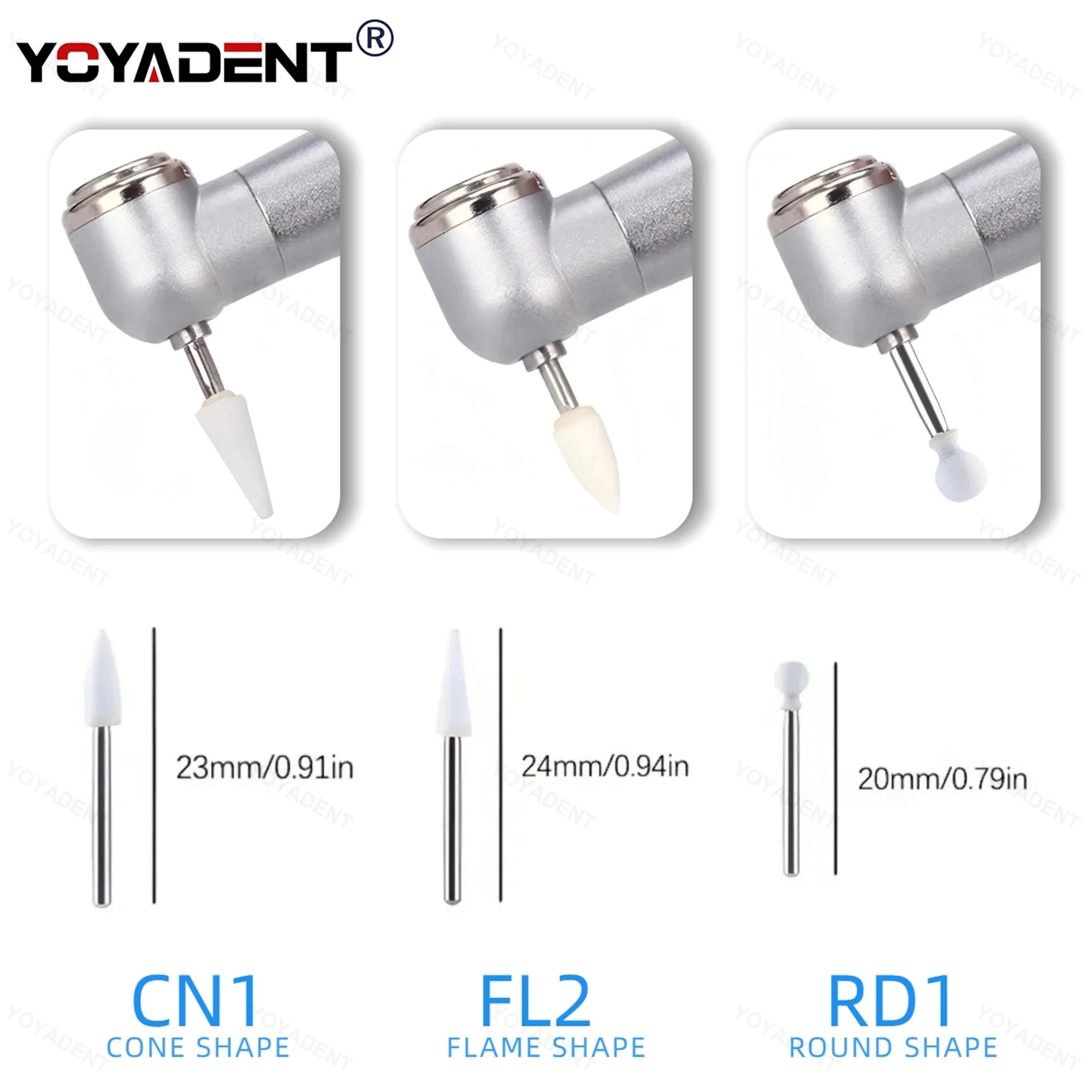 Dental Polishing Stone Kit White FG Burs Cone/Flame/Round Teeth Whitening Polishing Tools 12pcs/Box CN1 RD1 FL2 Dental Products
