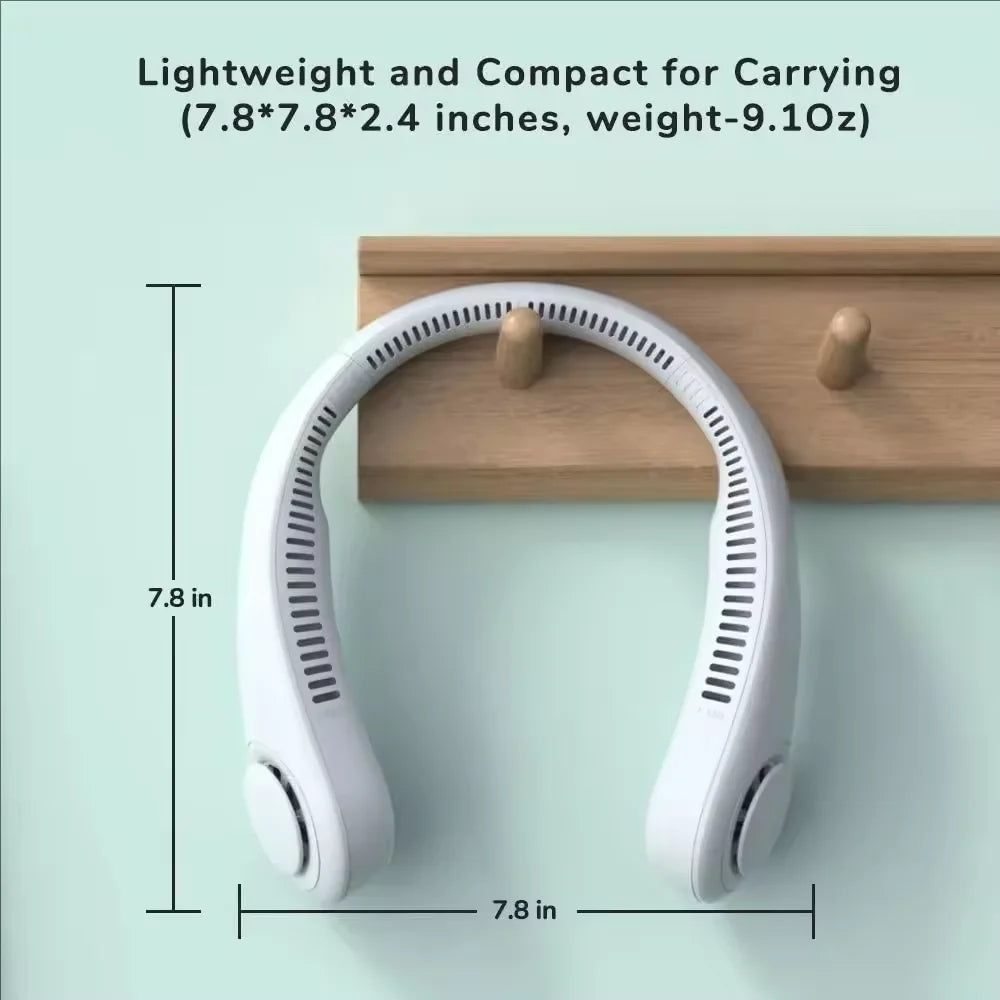 2026 New Mini Neck Mounted Fan Portable Bladeless Neck Rechargeable Air Cooler 3 Speed Mini Summer Sports Fan Outdoor Long endur