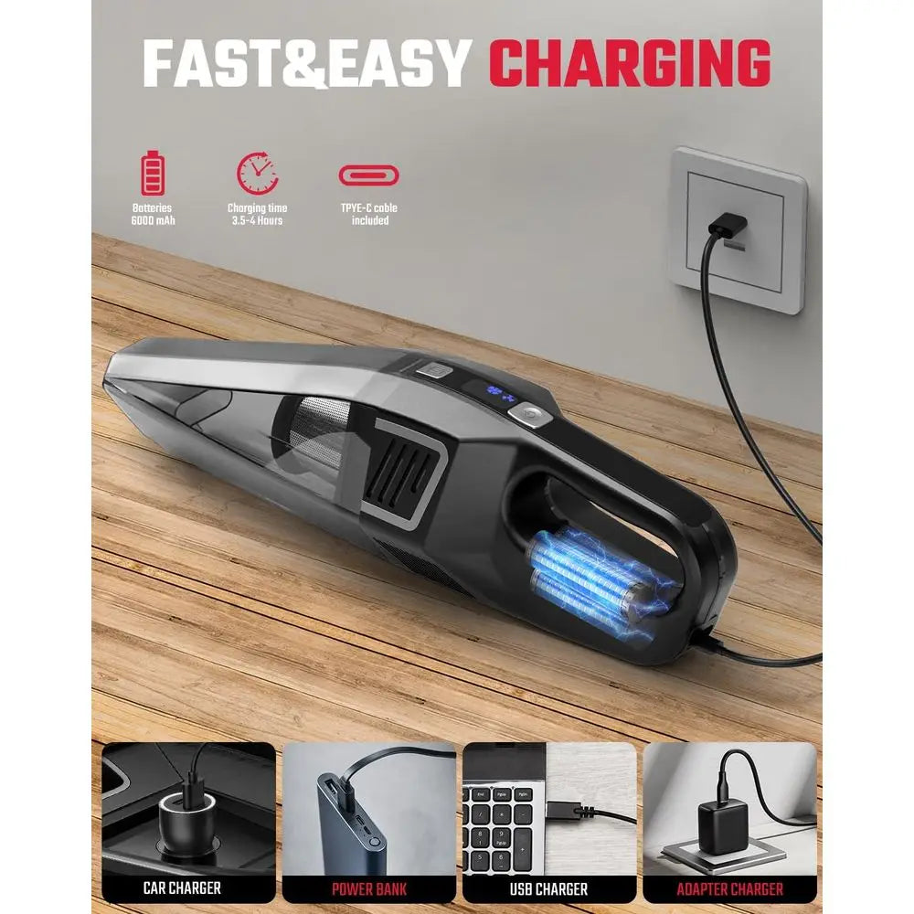 Handheld Vacuum, 9000PA Suction, 2 Suction Modes, Type-C Charging, Lightweight, Portable Car & Home Pet Office Cleaner