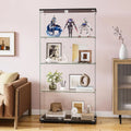 4-Shelf Lockable Glass Display Cabinet Floor Standing Tempered Glass Storage Living Room Bedroom Office 64x31.7x14.3in, Custom
