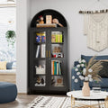 78.74 High Metal Arched Cabinet with Lock, LED Light Strip, Glass Doors, Adjustable Shelves - Ideal for Dining Room, Home Use, B