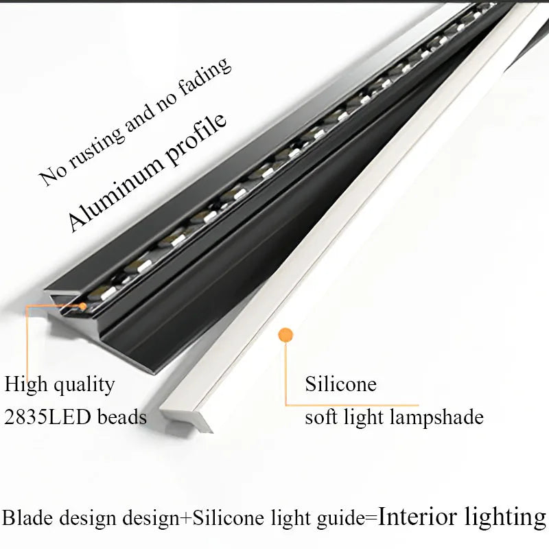 Inward 45 Degree Angle LED Strip Oblique Beam Cabinet Layer Shelf Edge Side Light-Emitting No Slotting Surface Mounted DC12V