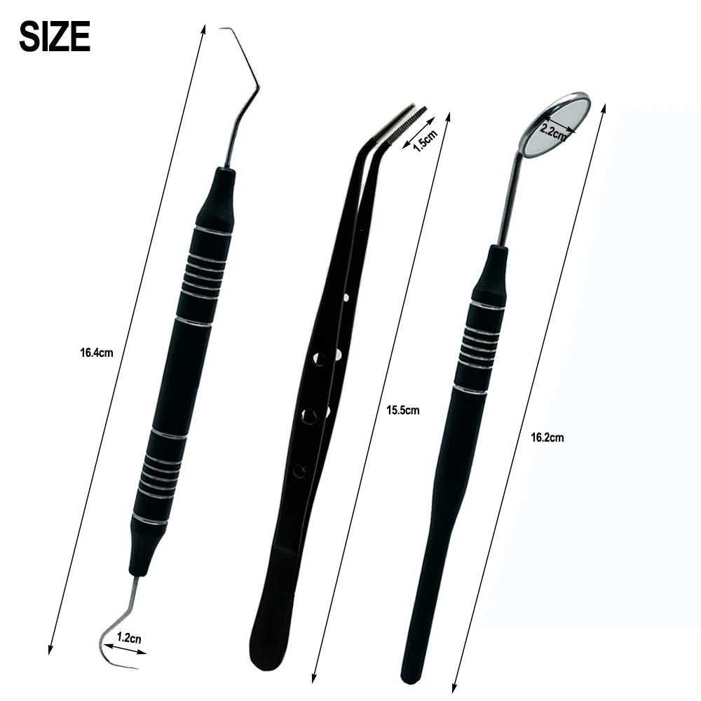 5pcs Dental Double Ended Mouth Mirror Probe Tweezers Tool Dentist Teeth Whitening Cleaning Kit