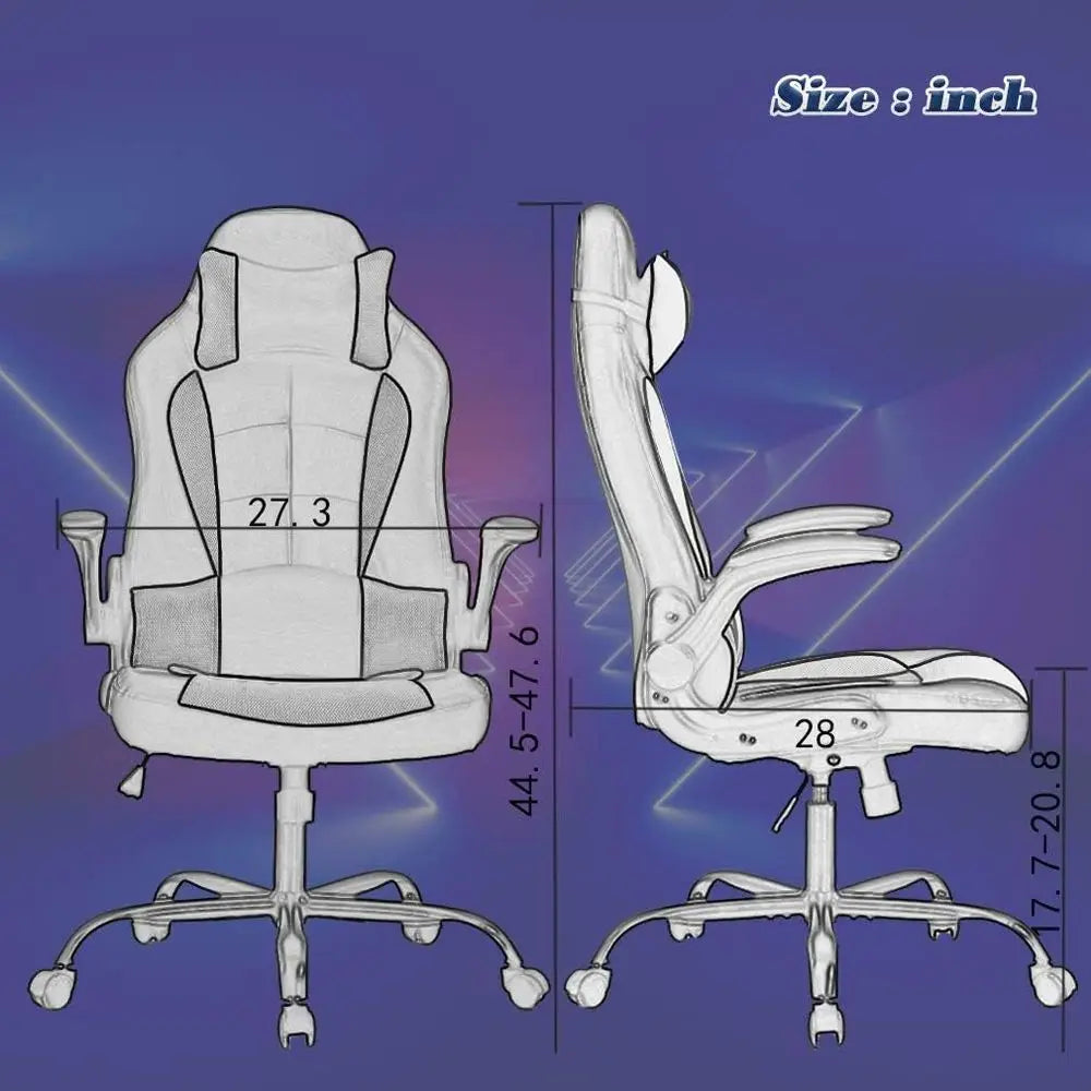 PC Gaming Chair Ergonomic Oice Chair Desk Chair with Lumbar Support lip Up Arms rest PU Leather Executive High Back Computer Cha
