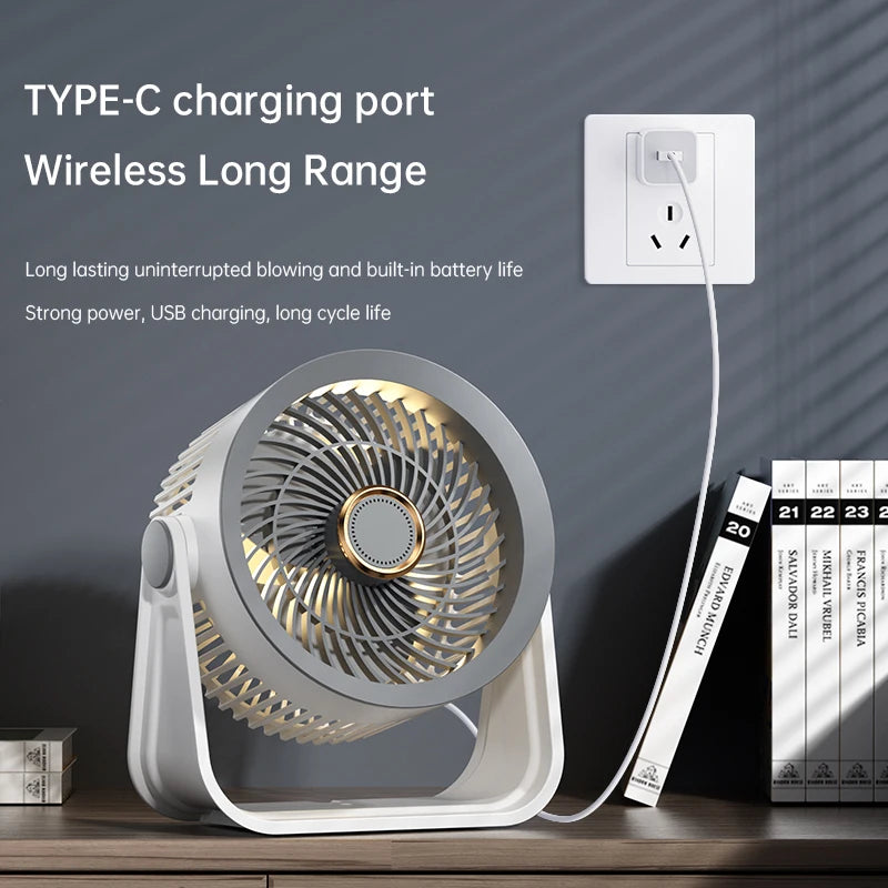 Desktop Fan Air Circulation Fan USB Rechargeable Outdoor Camping Portable Wall Mounted Small High Wind Fan For Student Home Use