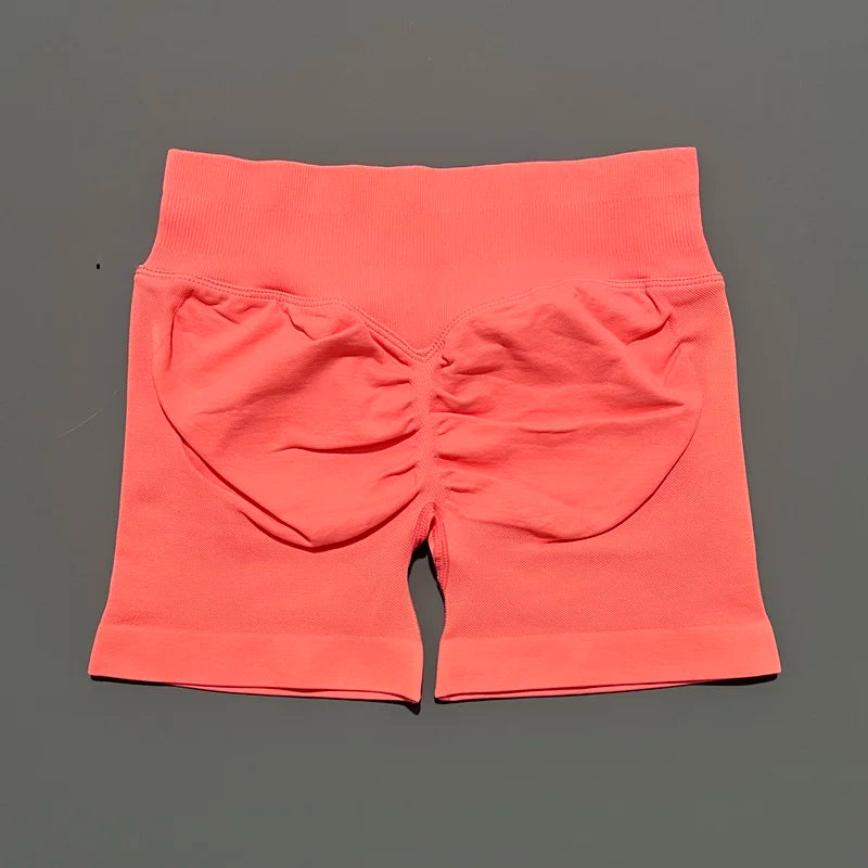 HISTELLO Sports Shorts 4.5" Women Yoga Shorts Seamless Low Waist Scrunch Bum Gym Leggings Workout Stretch Fitness Sports Shorts