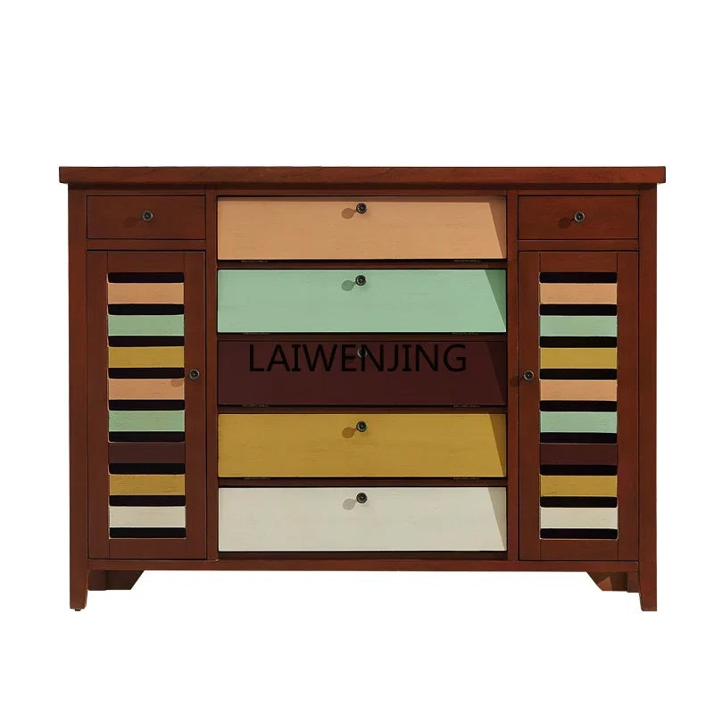 XL  American country shoe cabinet solid wood living room porch cabinet multi-functional locker