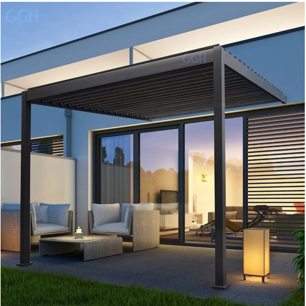 Kakadu 694-300 Motorized Aluminium Pergola Closed Roof Eco-Friendly Outdoor Garden Structure 3x4m Size Nature Inspired Design