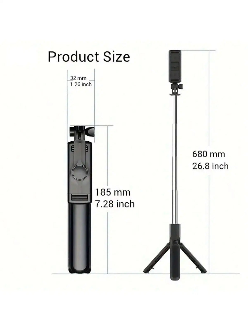 1PC Selfie Stick Wireless Selfie Stick With Tripod Stand Selfie Stick , Remote Control, Phone Holder And Built-In Tripod