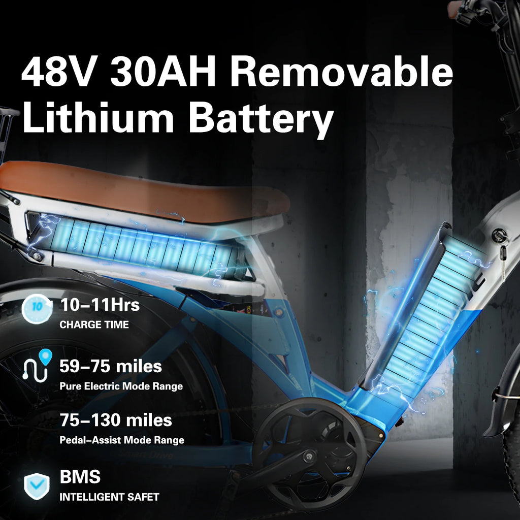 BAOLUJIE 2033 Electric Bike for Adults，1200W 48V 30AH Electric Bicycle，50KM/H Max Speed， Mountain E bike UL2849【1 Year Warranty】