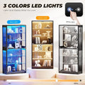 BROTTAR Display Cabinet with Glass Door, 6-Tier 71" Curio Cabinet with 3 Color Lights for Collectibles, Display Case
