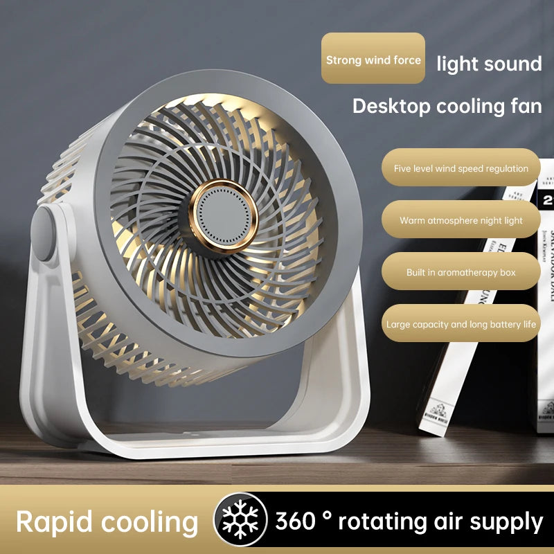 Desktop Fan Air Circulation Fan USB Rechargeable Outdoor Camping Portable Wall Mounted Small High Wind Fan For Student Home Use