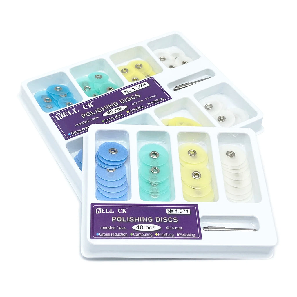 WELL CK 40/80Pcs Dental Polishing Discs Gross Reduction Contouring Mandrel Stripes Set Dental Materials Teeth Whitening
