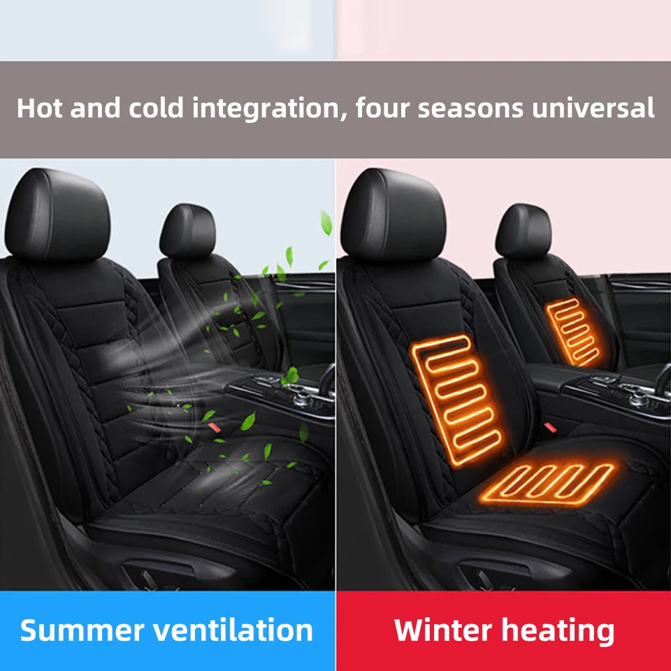 Car Air Condition 2-in-1Cool Seat Cushion Ventilation Heated Seat Backrest Inhaling External Fan Blow Easy To Install Seat Pad