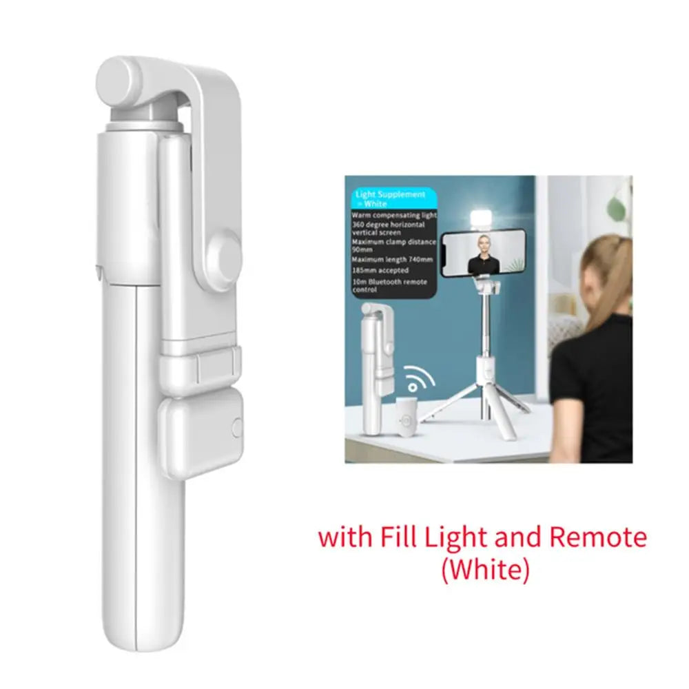 Wireless Selfie Stick Foldable Tripod Stand With Bluetooth Remote Extendable Tripod With LED Light For Cell Phone Live Streaming