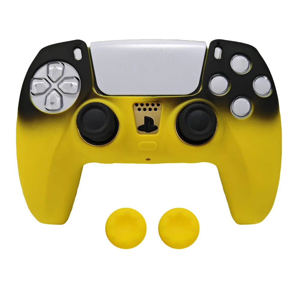 Controller Skin Shell for PS5 Controller Silicone Cover Case with Rubber Thumb Grip Gaps Touch Pad Sticker For PS5 Fit In Dock