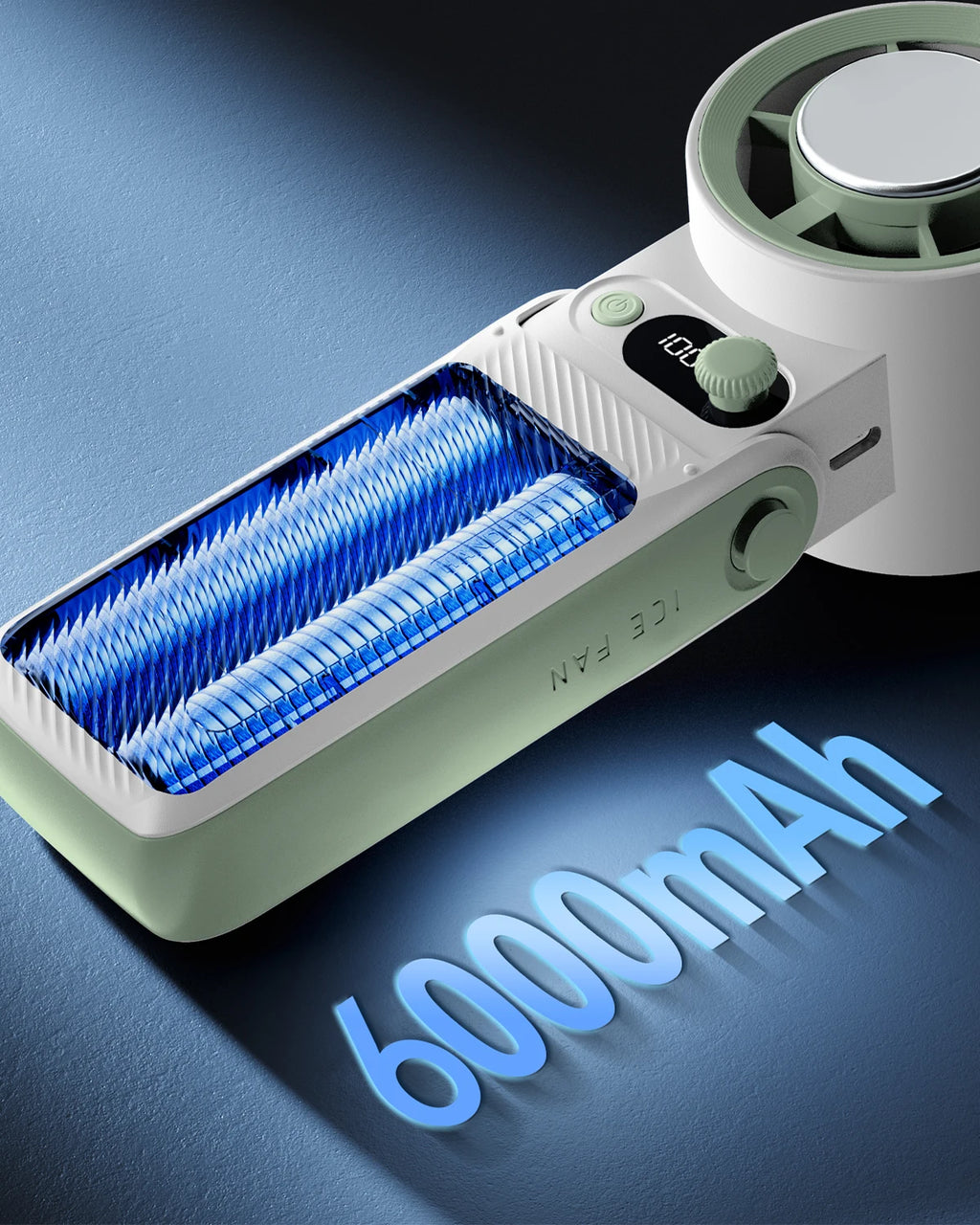 Eary Portable Handheld Mini Fan Foldable Neck Hanging 6000mAh 1-199 Speeds Wind USB Rechargeable Type-C Pocket Fan with Lanyard