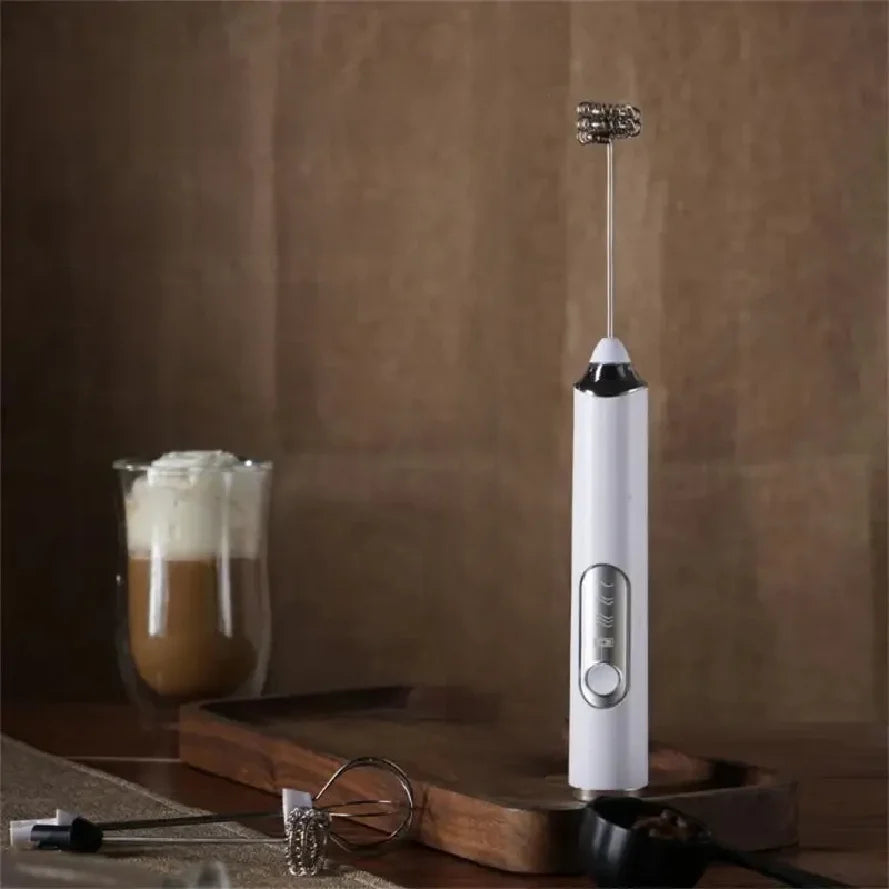 Handheld Double Stick Wireless Whisk Custard Foamer Mini Portable Blender Coffee Milk Three Speed Control Egg White Whipped USB