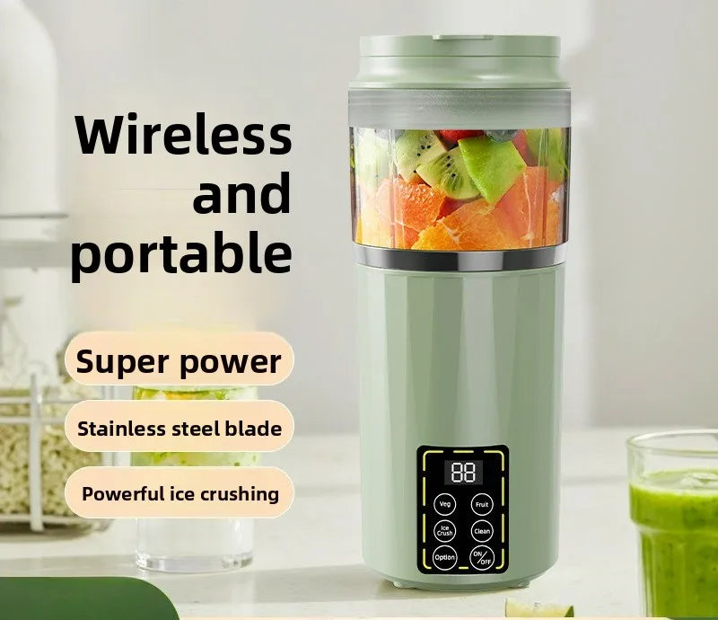 USB Rechargeable Portable Juicer Digital Display Strong Blender Ice Crusher for Home Outdoor