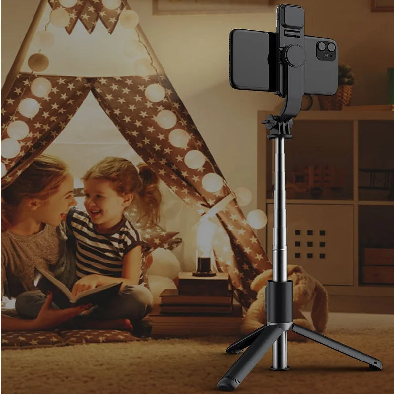 Wireless Bluetooth Selfie Stick Tripod Stand With LED Fill Light Foldable Tripod For iPhone Phone Live Streaming Remote Control