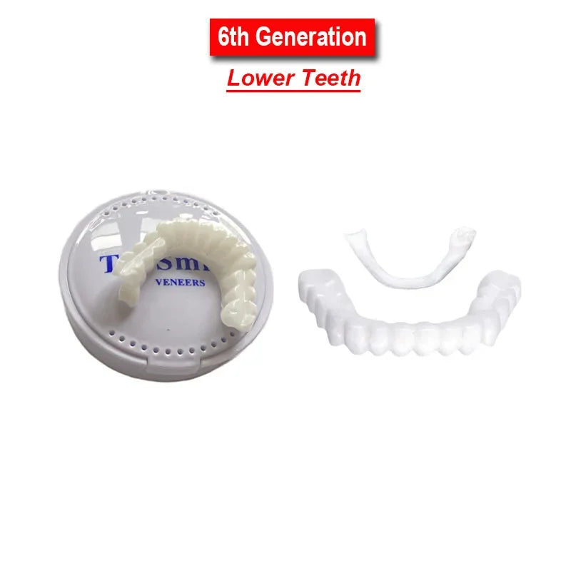 5Pcs Upper Lower Fake Tooth Veneers Temporary Denture Brace Snap False Teeth Whitening Restoration Repair Filling Materials Kits