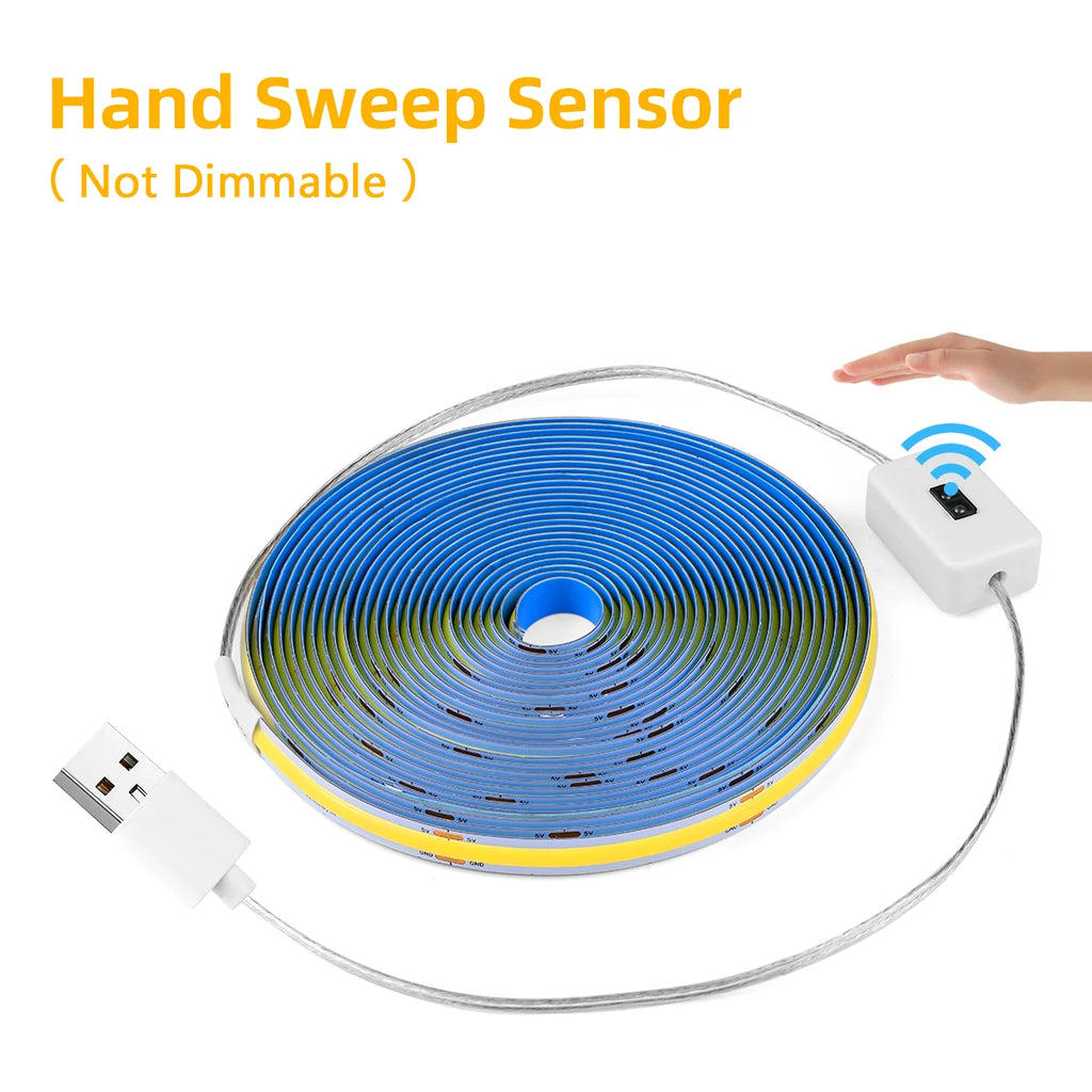 DC5V USB LED Under Cabinet Light COB Strip With Hand Scan / Dimmable Touch Sensor Switch / Push Switch For Kitchen Lighting
