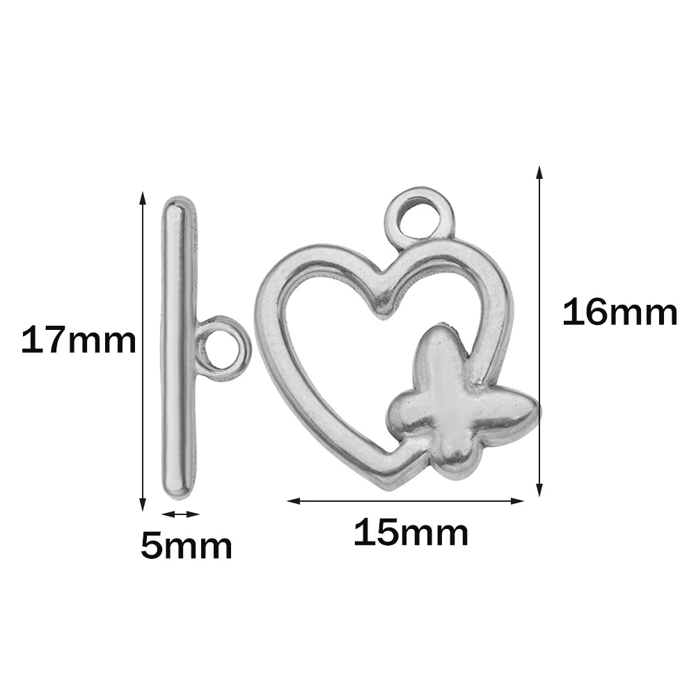 5 Sets Stainless Steel Toggle Clasp T-bar Closure Ring Fastener Hook End Connectors for DIY Necklace Bracelet Jewelry Making