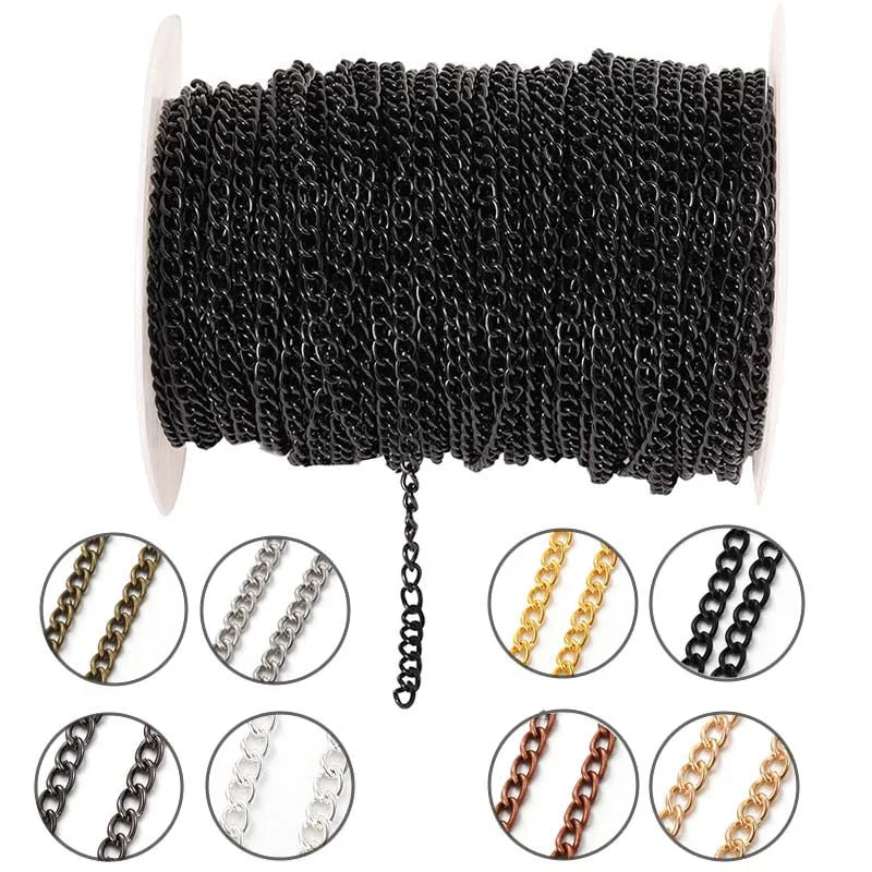 2 Meter Flat 2.5/3.5/4.5mm Extension Thin Chain Metal Chain DIY