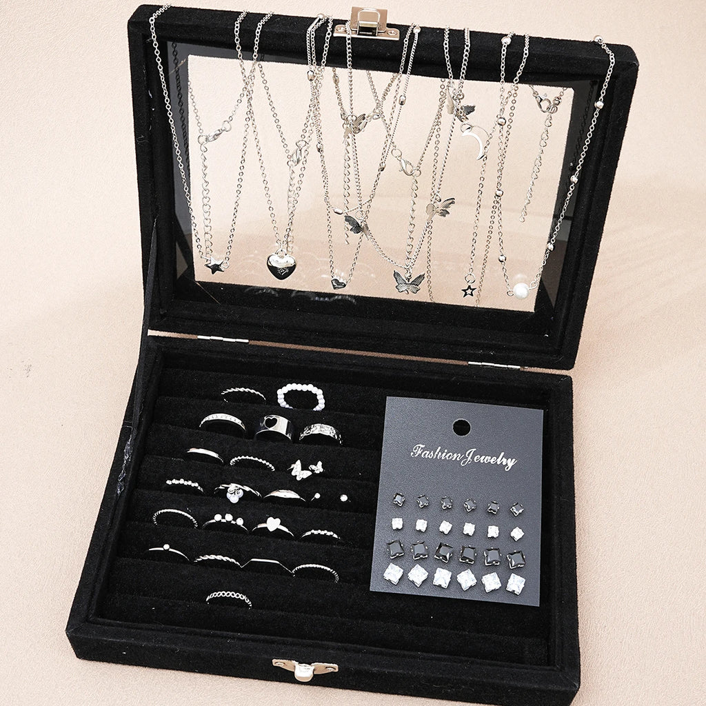 51 Pcs/Set Silver Color Chic Jewelry Set For Women Fashion Butterfly